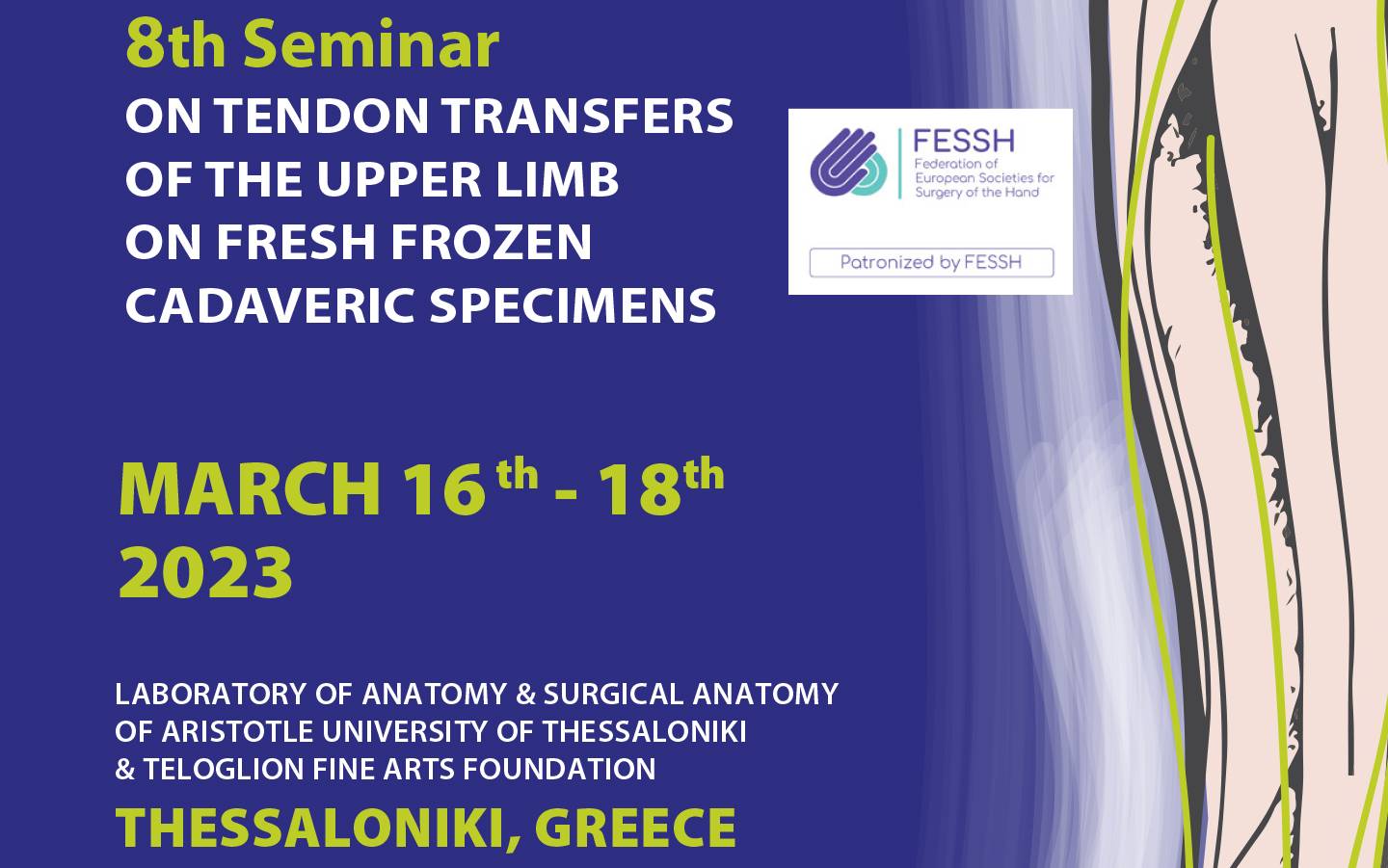 8th Seminar on tendon transfers of the upper limb on fresh frozen cadaveric specimens